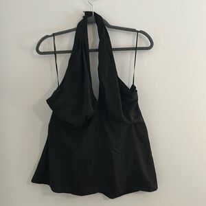 Black satin halter top